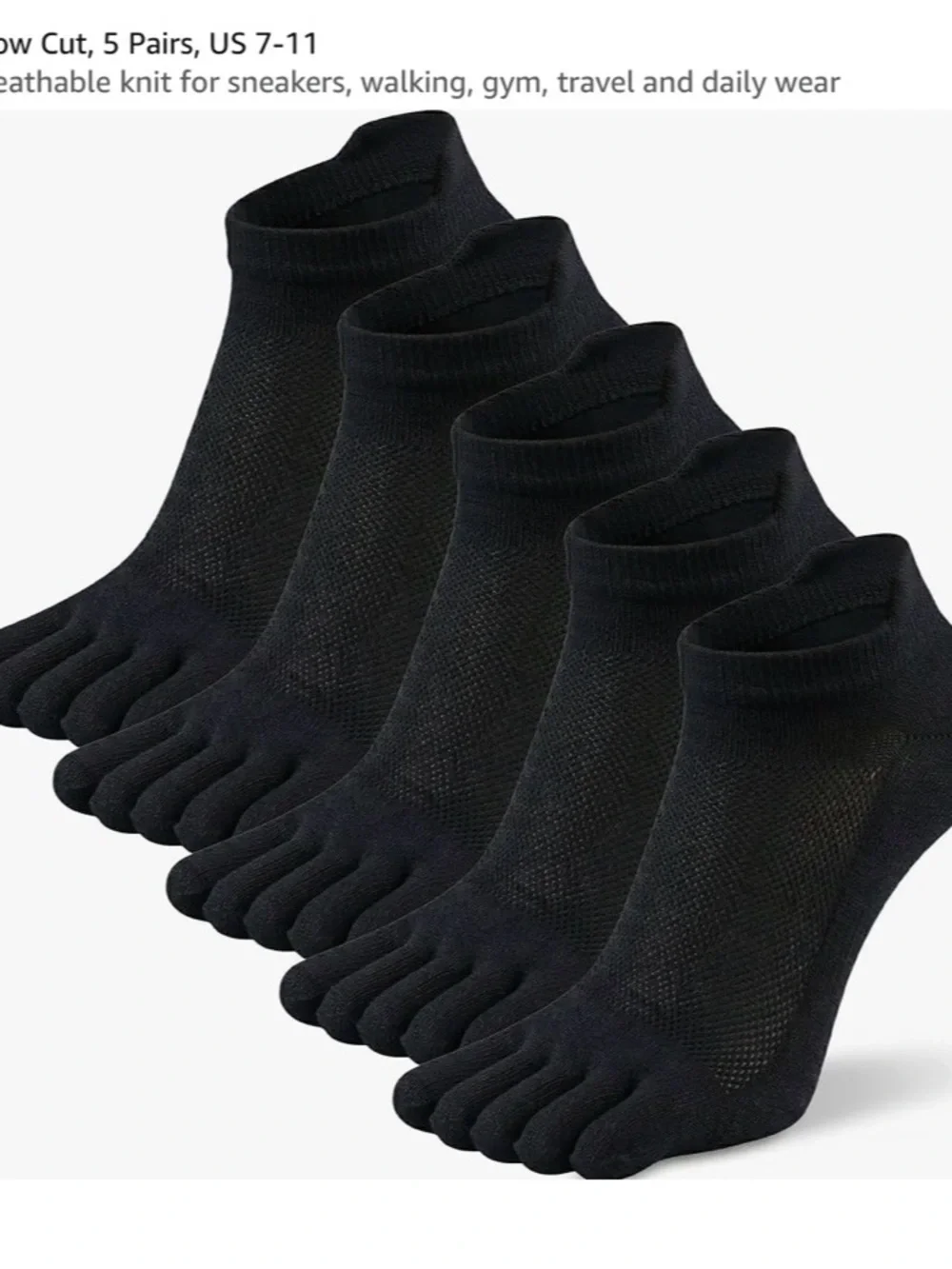 Black Five-Toe Sock - 5 pairs